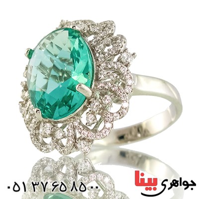 انگشتر و گردنبند سوارسکی عالی زنانه طرح توپاز دو در یک _کد:9337