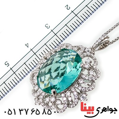 انگشتر و گردنبند سوارسکی عالی زنانه طرح توپاز دو در یک _کد:9337