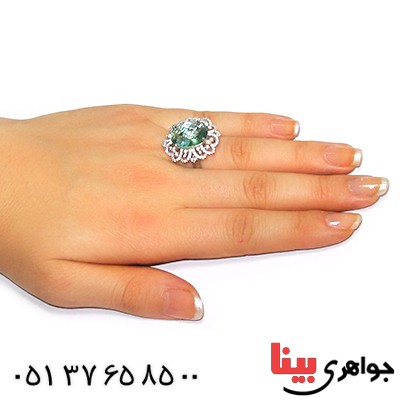 انگشتر و گردنبند سوارسکی عالی زنانه طرح توپاز دو در یک _کد:9337