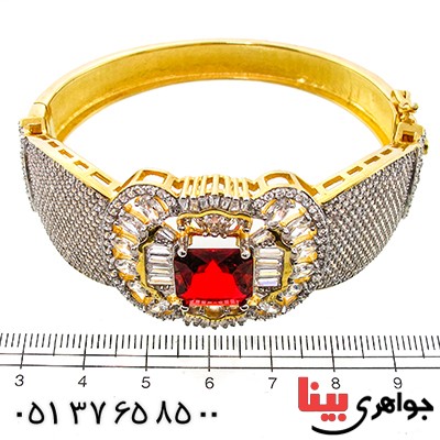 دستبند سوارسکی یاقوتی زنانه درشت مدل جواهرات ملی _کد:1308