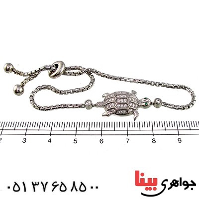 دستبند نگین سوارسکی درجه یک زنانه رودیوم لوکس مدل لاک پشت _کد:9345