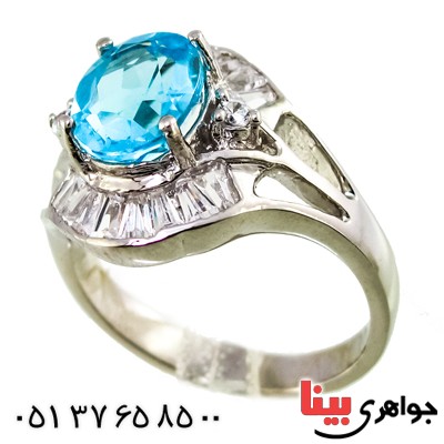 انگشتر توپاز شفاف زنانه رادیوم لوکس مدل هیوا _کد:9347