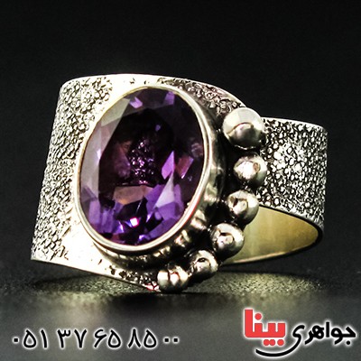 انگشتر آمتیست عالی زنانه درشت مدل درسا _کد:9348