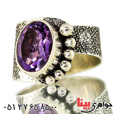 انگشتر آمتیست عالی زنانه درشت مدل درسا _کد:9348