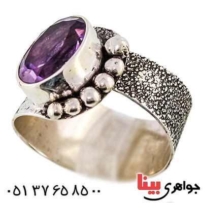 انگشتر آمتیست عالی زنانه درشت مدل درسا _کد:9348