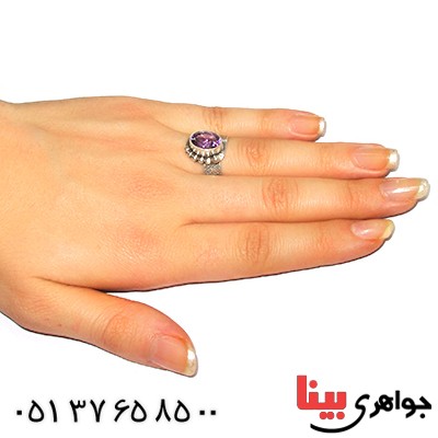 انگشتر آمتیست عالی زنانه درشت مدل درسا _کد:9348