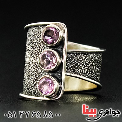 انگشتر آمتیست عالی زنانه درشت مدل آریستا _کد:9351