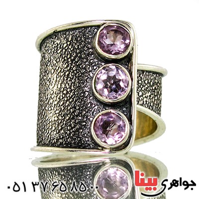 انگشتر آمتیست عالی زنانه درشت مدل آریستا _کد:9351