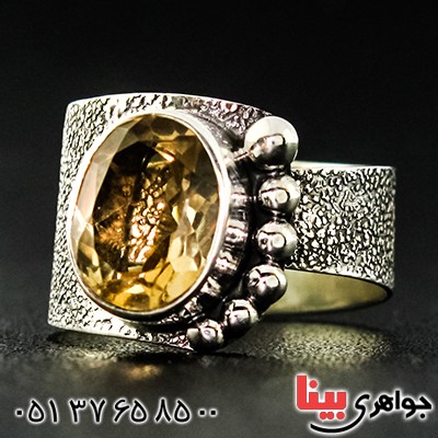 انگشتر سیترین عالی زنانه درشت مدل دلربا _کد:9352