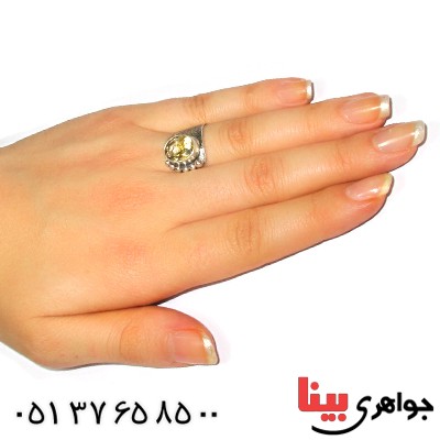 انگشتر سیترین عالی زنانه درشت مدل دلربا _کد:9352