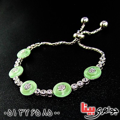 دستبند یشم عالی زنانه رودیوم لوکس _کد:9353