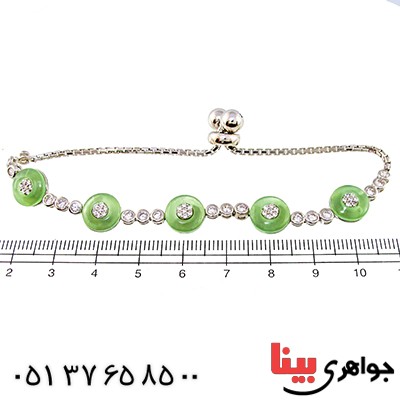 دستبند یشم عالی زنانه رودیوم لوکس _کد:9353