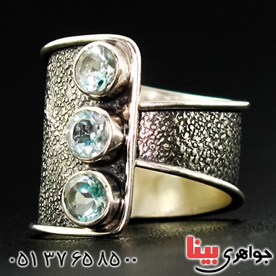 انگشتر توپاز عالی زنانه درشت مدل مهسا _کد:9355