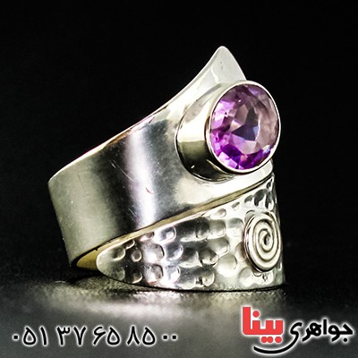 انگشتر آمتیست عالی زنانه درشت مدل یکتا _کد:9356