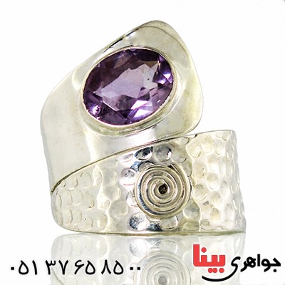 انگشتر آمتیست عالی زنانه درشت مدل یکتا _کد:9356