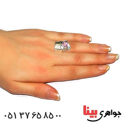 انگشتر آمتیست عالی زنانه درشت مدل یکتا _کد:9356