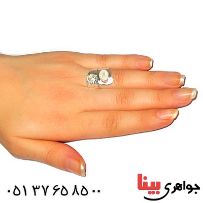 انگشتر اوپال عالی رنگین زنانه درشت مدل یکتا _کد:9358