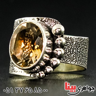انگشتر سیترین عالی زنانه درشت مدل کیمیا _کد:9359