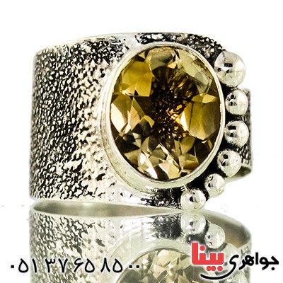 انگشتر سیترین عالی زنانه درشت مدل کیمیا _کد:9359
