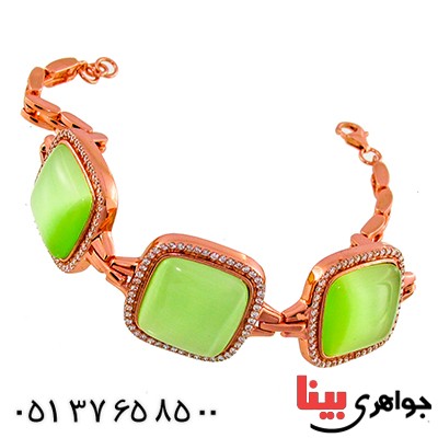 دستبند سنگ ماه (مون استون) زنانه درشت رادیوم لوکس _کد:9361