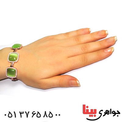دستبند سنگ ماه (مون استون) زنانه درشت رادیوم لوکس _کد:9361