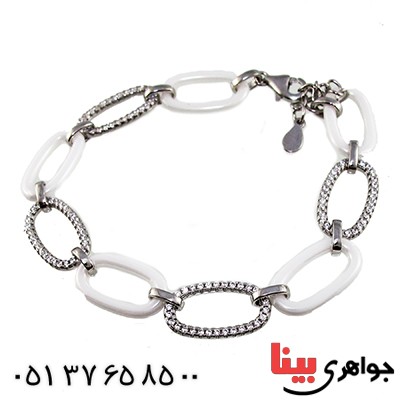 دستبند سرامیکی سوارسکی زنانه مدل حلقه ای _کد:9363