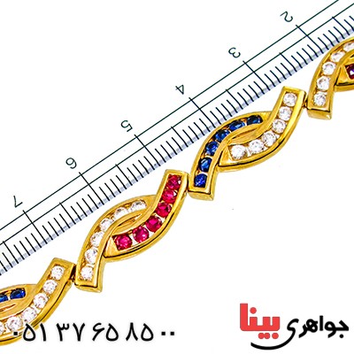 دستبند چند جواهر یاقوت مرغوب زنانه مانی ایتالیایی _کد:1314