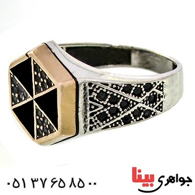 انگشتر میناکاری مردانه میکروستینگ دور طلایی _کد:9365