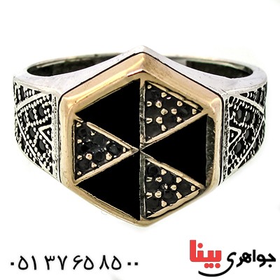 انگشتر میناکاری مردانه میکروستینگ دور طلایی _کد:9365
