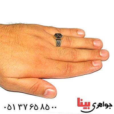 انگشتر میناکاری مردانه میکروستینگ دور طلایی _کد:9365