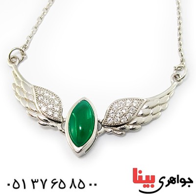 سینه ریز عقیق سبز زنانه مدل فانتزی _کد:9368