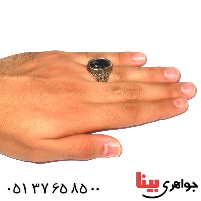 انگشتر عقیق سلیمانی مردانه درشت اسلیمی _کد:9371