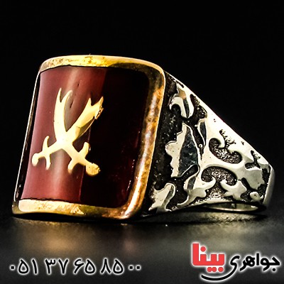 انگشتر میناکاری مردانه درشت مدل ذوالفقار _کد:9373