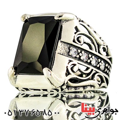 انگشتر عقیق سیاه (اونیکس) مردانه درشت مدل جوان _کد:9380