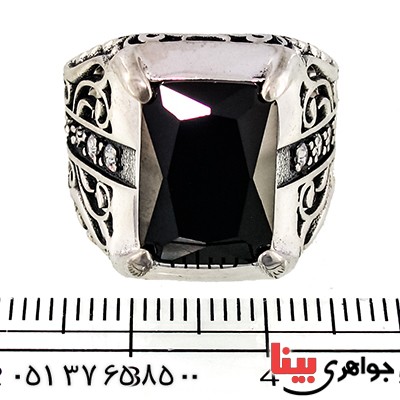 انگشتر عقیق سیاه (اونیکس) مردانه درشت مدل جوان _کد:9380