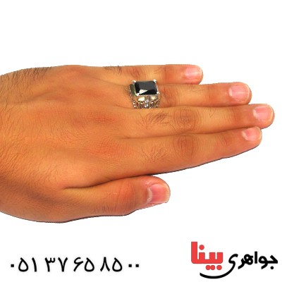 انگشتر عقیق سیاه (اونیکس) مردانه درشت مدل جوان _کد:9380