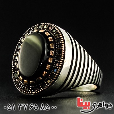 انگشتر عقیق سیاه (اونیکس) مردانه مدل بهتاش _کد:9384