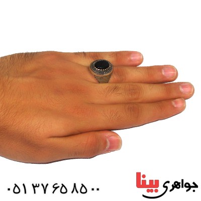 انگشتر عقیق سیاه (اونیکس) مردانه مدل بهتاش _کد:9384