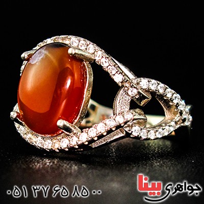 انگشتر عقیق یمنی زنانه مدل پیچان _کد:9392