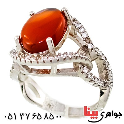 انگشتر عقیق یمنی زنانه مدل پیچان _کد:9392