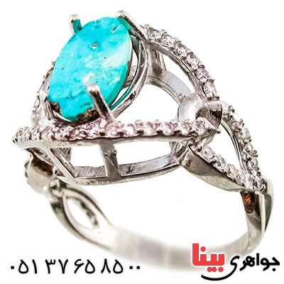 انگشتر فیروزه نیشابوری زنانه درشت مدل ویرا _کد:9393