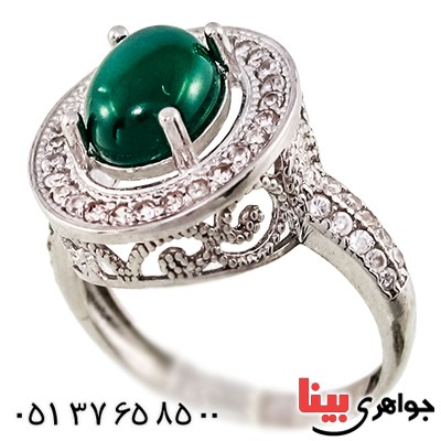 انگشتر عقیق سبز زنانه مدل ماندا _کد:9394