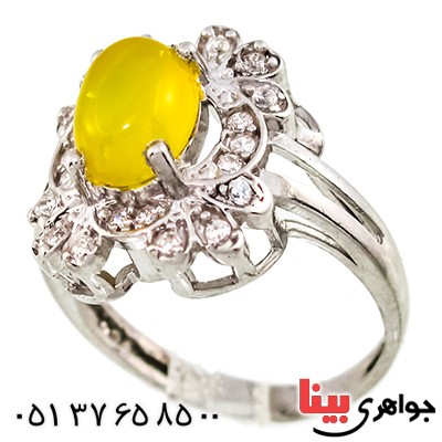 انگشتر عقیق شرف الشمس زنانه درخشان _کد:9398