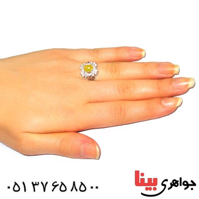 انگشتر عقیق شرف الشمس زنانه درخشان _کد:9398