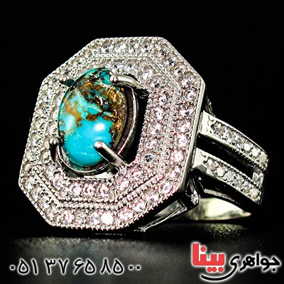 انگشتر فیروزه نیشابوری زنانه درشت سلطنتی مدل نیلا _کد:9399