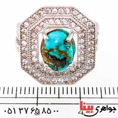 انگشتر فیروزه نیشابوری زنانه درشت سلطنتی مدل نیلا _کد:9399