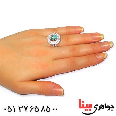 انگشتر فیروزه نیشابوری زنانه درشت سلطنتی مدل نیلا _کد:9399