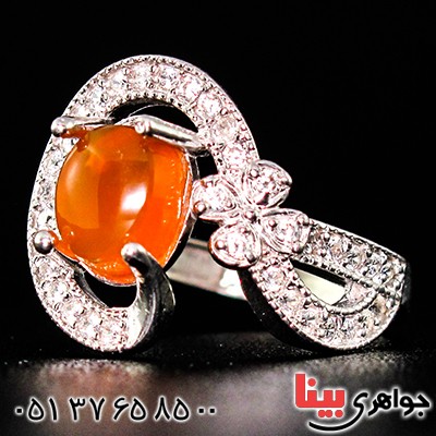 انگشتر عقیق یمنی زنانه مدل گلنوش _کد:9402