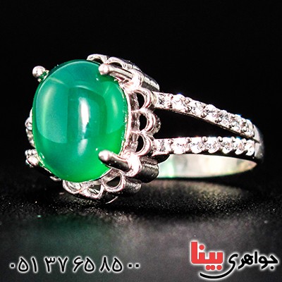انگشتر عقیق سبز زنانه مدل سیتا _کد:9403