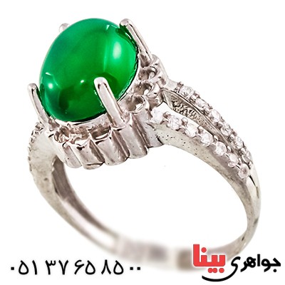 انگشتر عقیق سبز زنانه مدل سیتا _کد:9403